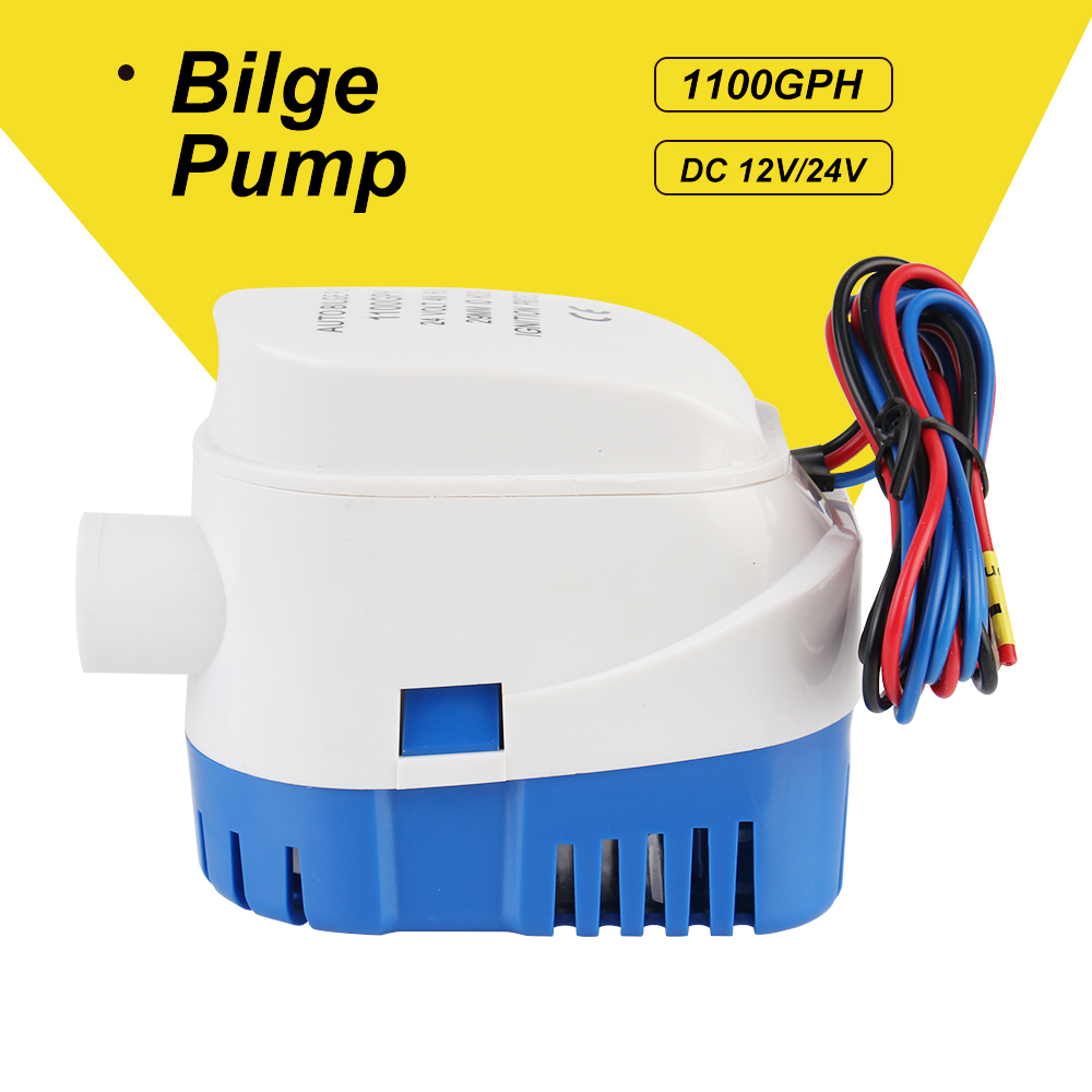 Med bryter båt nedsenkbar lensepumpe likestrøm elektrisk marine vannpumpe automatisk 12v 24v volt 1100 gph