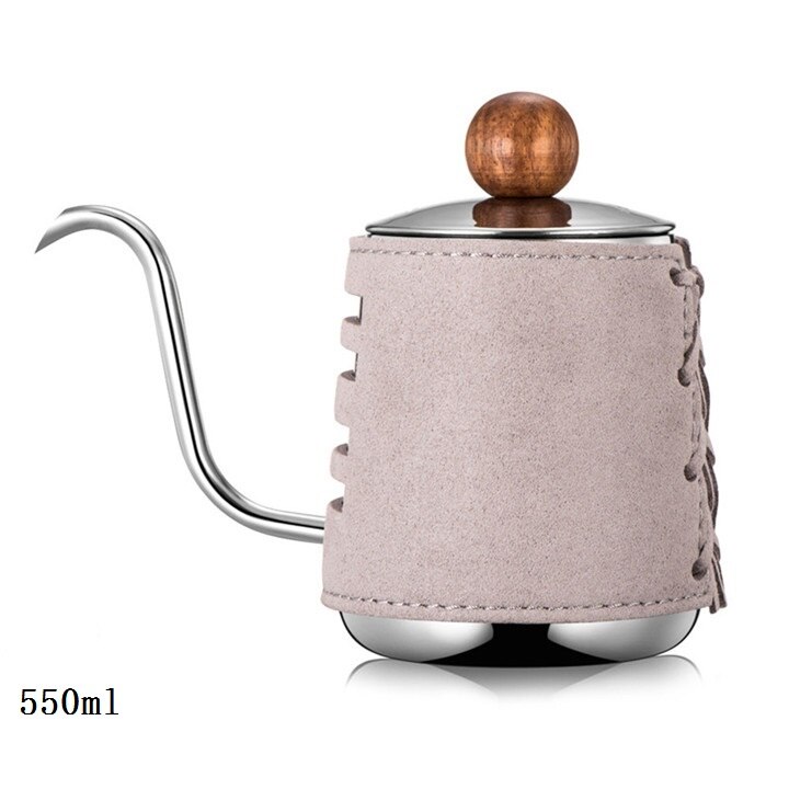 Stainless Steel Handleless Anti Coffee Pot Drip Kettle 0.3L/0.5L Coffee Maker with Gooseneck Spout Coffee Tea Pot: 550ml gray