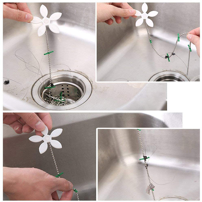 1 Pc Premium Afvoer Haar Catcher Bloem Douche Haar Schoonmaken Keten Badkamer Drain Zeef Haar Catcher Ketting Haak