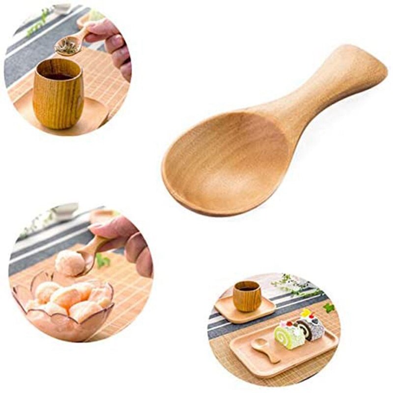 10 Pcs Wooden Salt Spoon, Mini Tableware Teaspoon, Used to The Flavor of Coffee Tea Jam Mustard Ice Cream Milk Powder
