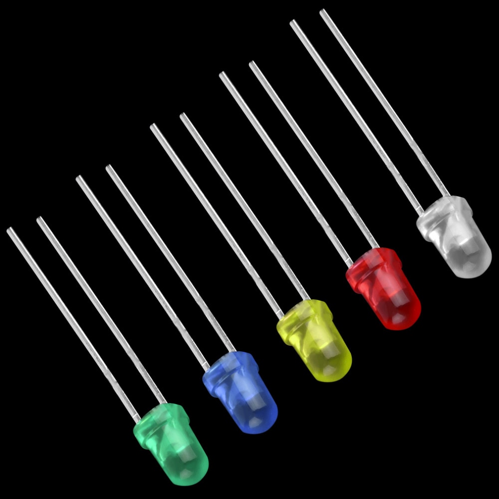 100 piezas. 3mm blanco verde rojo azul amarillo LED Bombilla emisor diodo lámparas