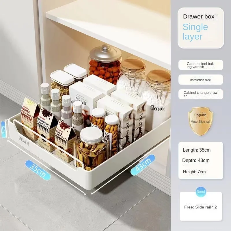 organizador de cocina extraíble, estante de almacenamiento con rieles deslizantes, tipo cajonera, cuenco, almacenamiento de platos, caja de especias, estante organizador, gabinetes: Gris claro