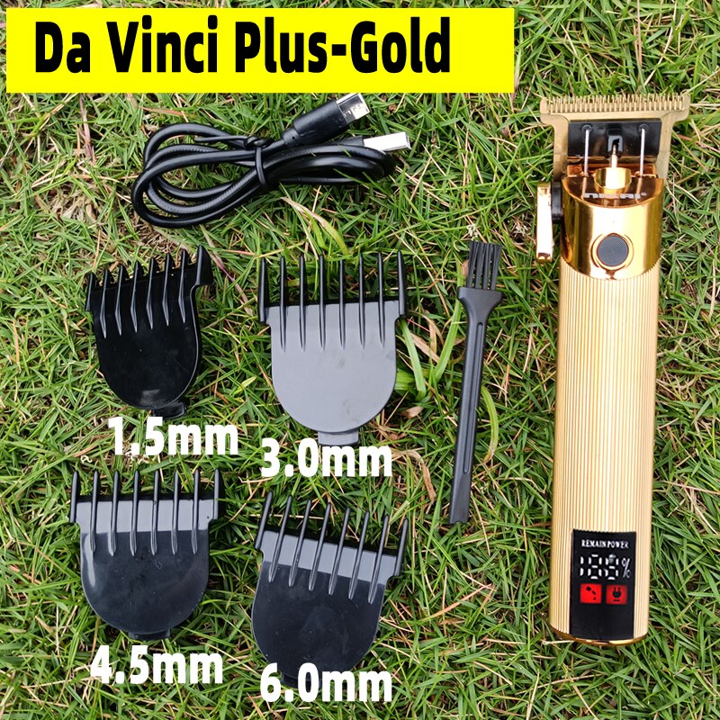 2022 Electric Hair Clipper Rechargeable 0mm Shaver Beard Trimmer Men Hair Cutting Machine Beard Barber Hair Cut: Gold Da Vinci-Plus