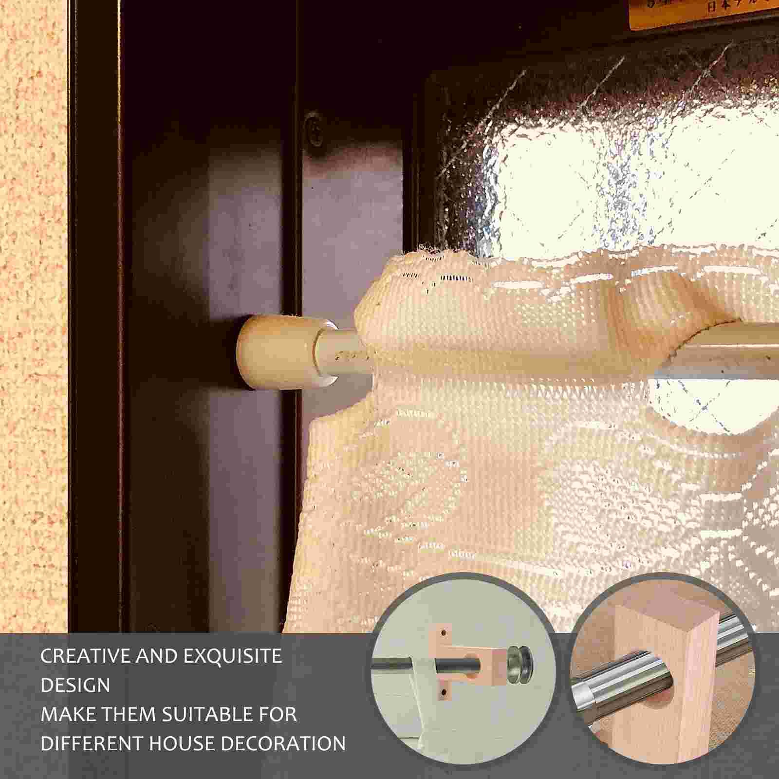 2Pcs Wooden Curtain Rod End Shower Curtain Rod Holder Rod Holder Curtain Support