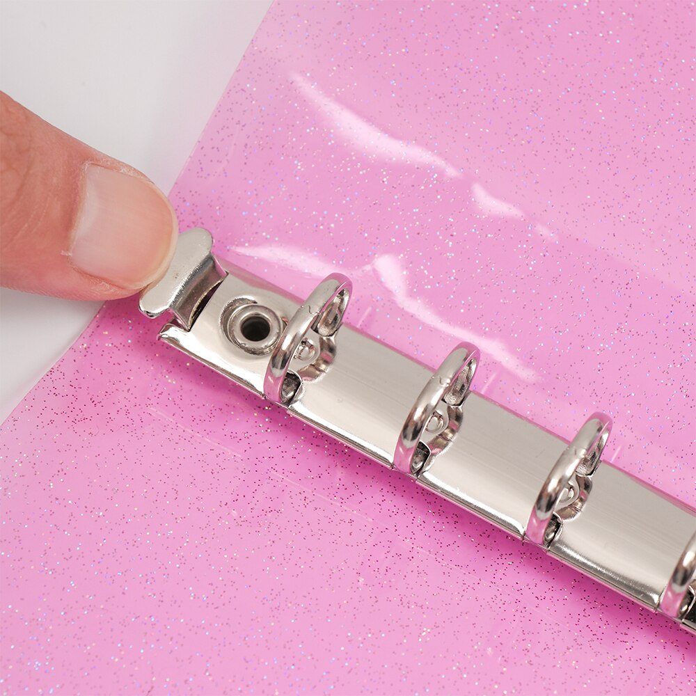 A5/A6/A7 PVC Rainbow Loose Leaf Binder Notebook Diary Cover File Folder Notepad Planner Clip Office School Supplies Black/Pink