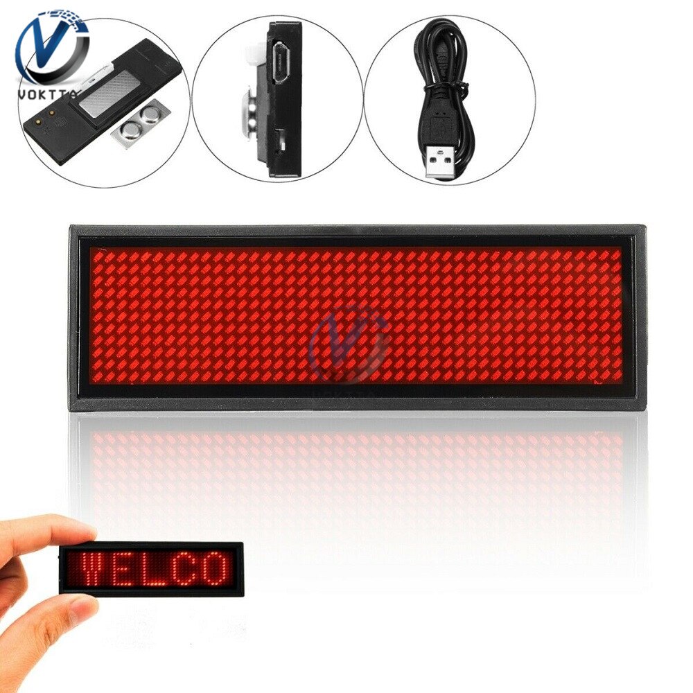 Mini LED Digital Display Aufladbare Programmierbare Name Abzeichen 15 Display Sprachen Durable Scrollen Led Tag Zeichen Abzeichen Modul: Rot