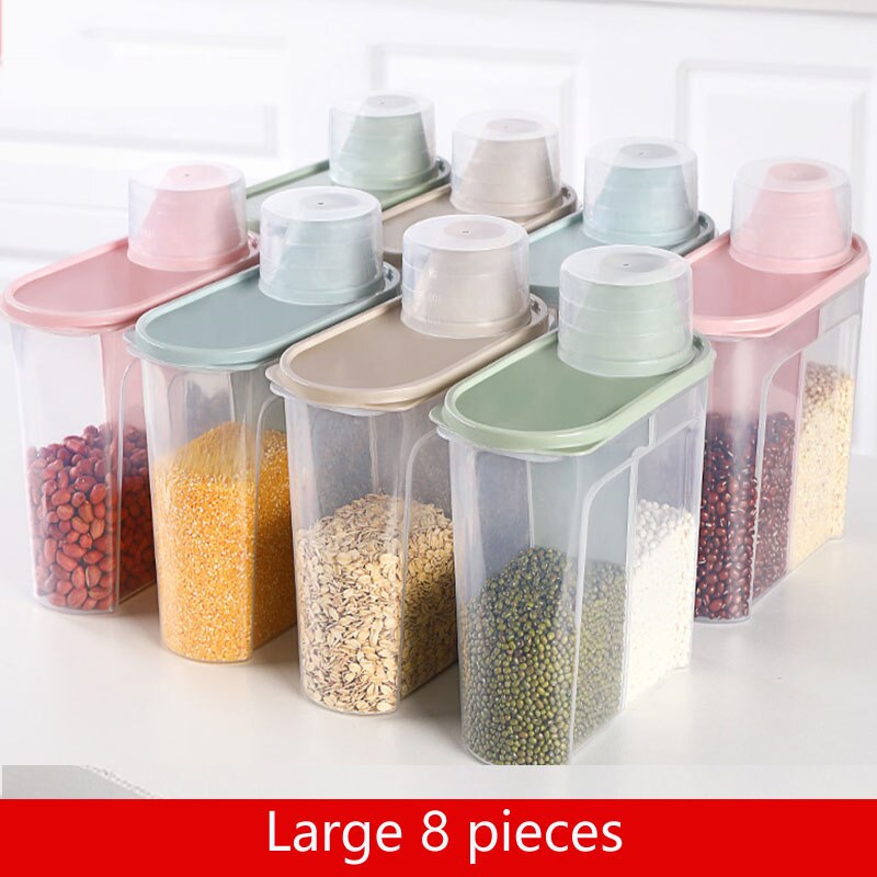 PP Food Storage Box Plastic Clear Container Set with Pour Lids Kitchen Storage Bottles Jars 67Oz~88Oz H1211: L8
