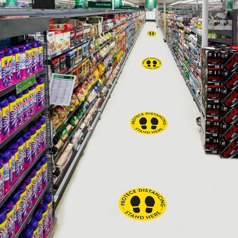 10Pcs Anti-Slip Sociale Distantiëren Floor Decal Sticker Ronde Sticker Voeten Vloer Teken Voor Outdoor Winkel Floor