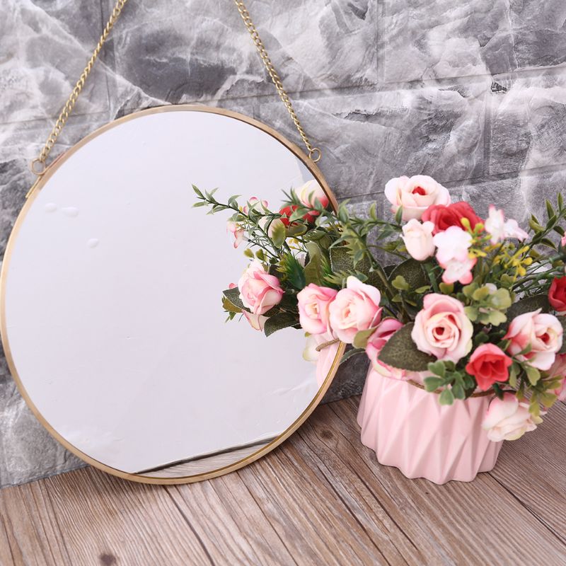 Espejo redondo colgante de pared, tocador dorado, Espejos de maquillaje, decoración de baño, 11UA