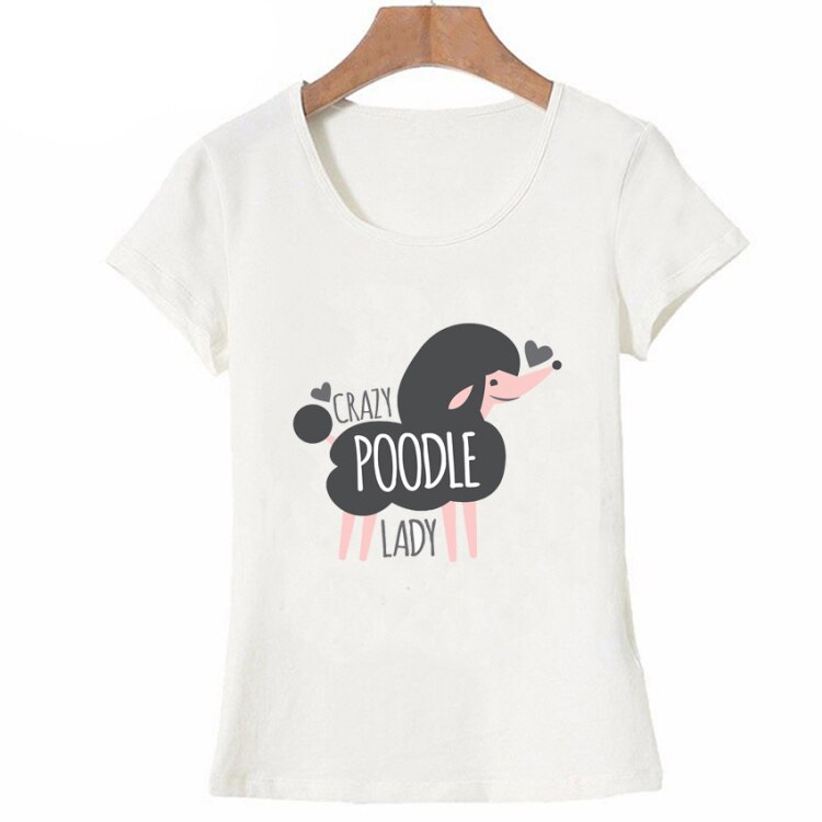 Summer Women T-shirt Colorful Poodle Dog Watercolor T-Shirt Dabbing Poodle Funny maiden Tops Tees Cute Girl Short Sleeve: XXXL / Z3400