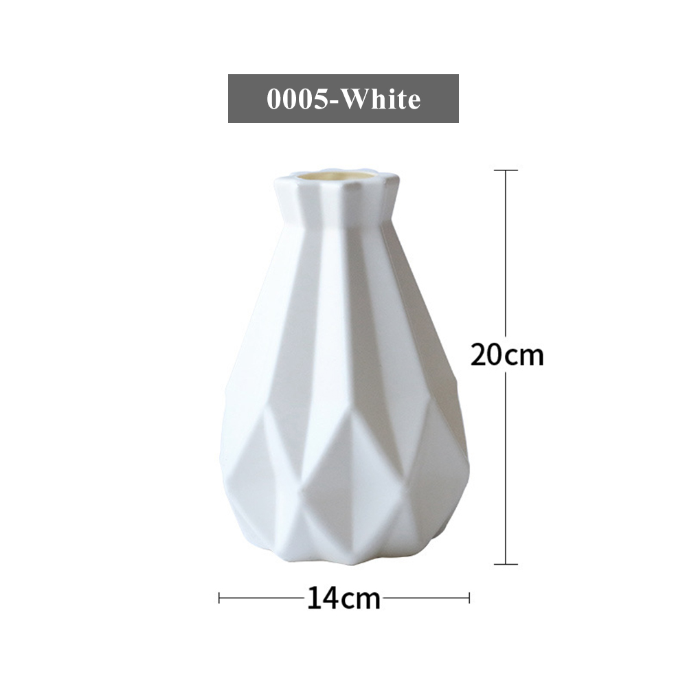 1Pce Nordic decorative vase imitation ceramic flower basket plastic vase decorative ornament flower pot vase ornament: 0005 White