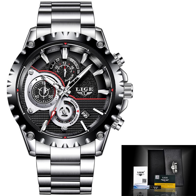 Mannen Horloge Top Luik Luxe Quartz Horloge Mannen Sport Chronograaf Roestvrij Staal Waterdicht Heren Horloge Relogio Masculino