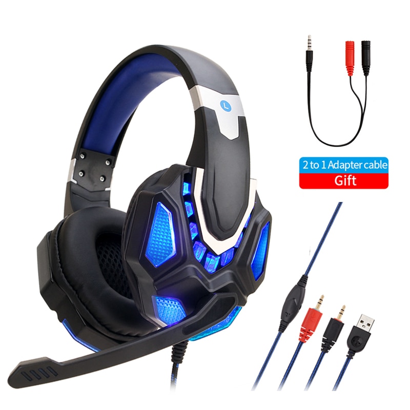 Speldator headset trådbundet headset bärbar telefon pc led headset med mikrofon för  ps4 xbox en dator