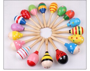 12cm Mini Wooden Ball Children's Toys Baby Rattles Percussion Musical Instruments Sand Hammer