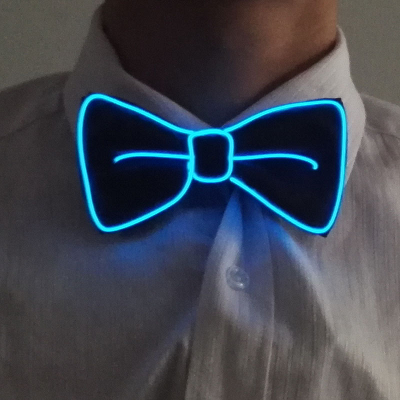 Fluorescerande led-fluga som lyser upp gentleman slipsbar klubb rekvisita neonglödande dans maskerad herrfluga kostym
