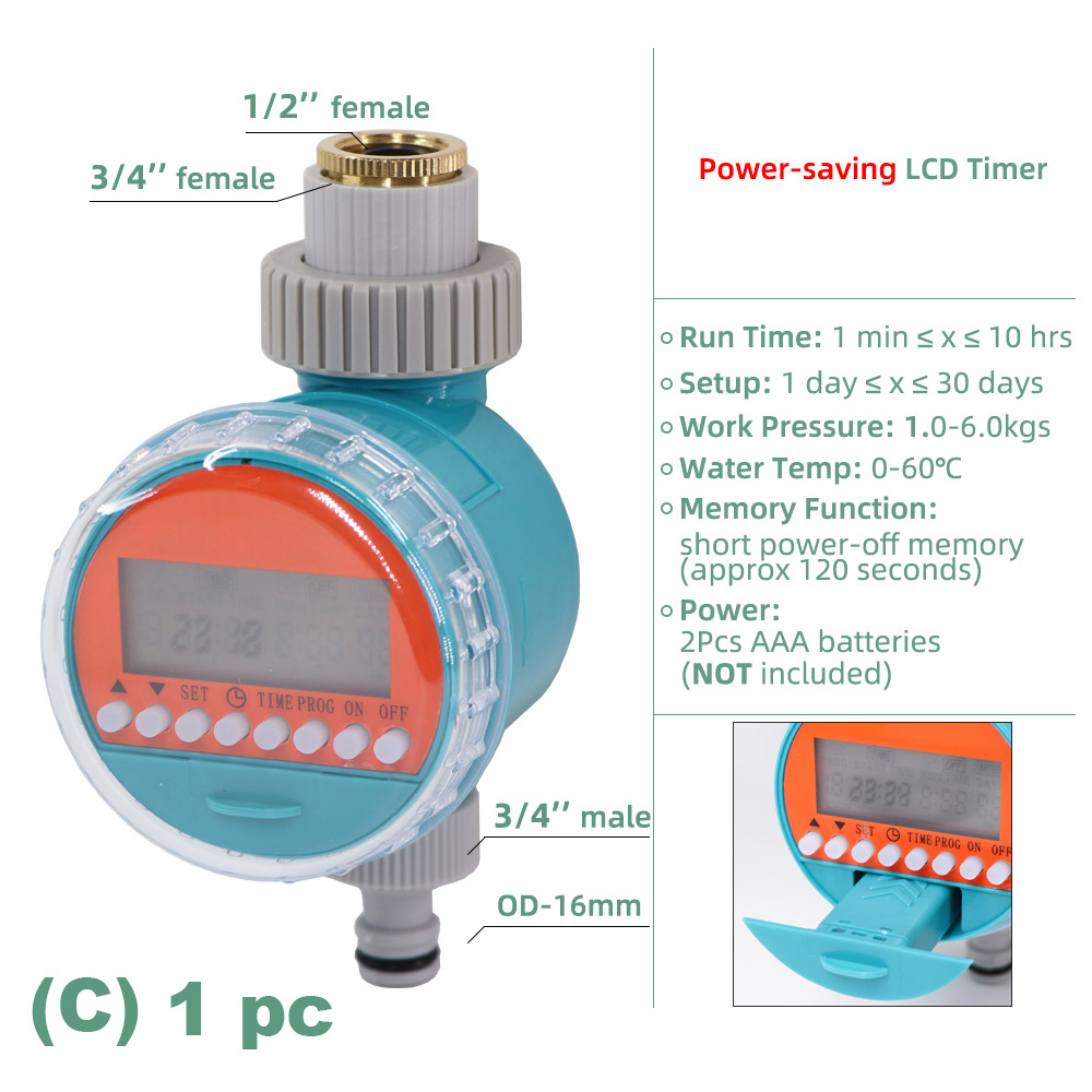 1pc Garden Watering Timer Electronic Automatic Irrigation System Rain Sensor LCD Display Solar Controller Greenhouse Timing Tool: C