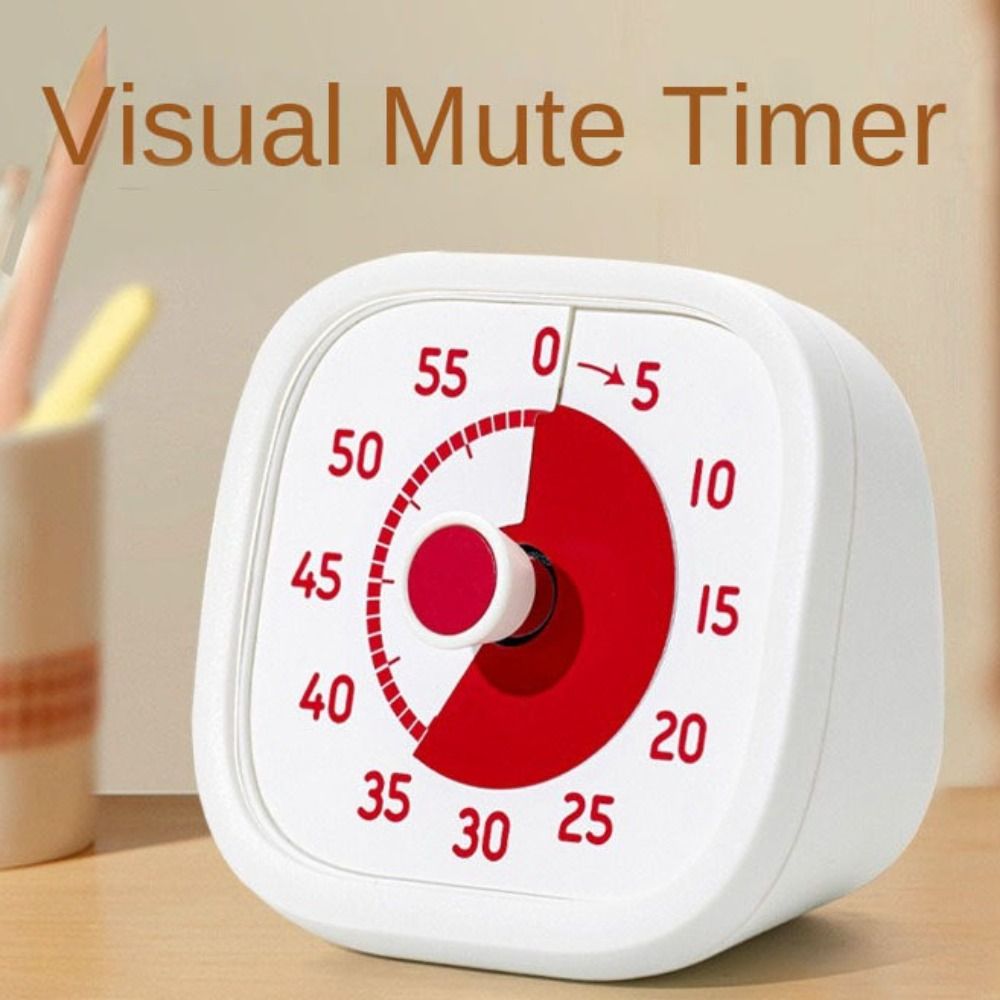 Square 60 Minutes Visual Timer Alarm Clock Ultra Silent Countdown Timer Visualization Self-discipline Kitchen Timer