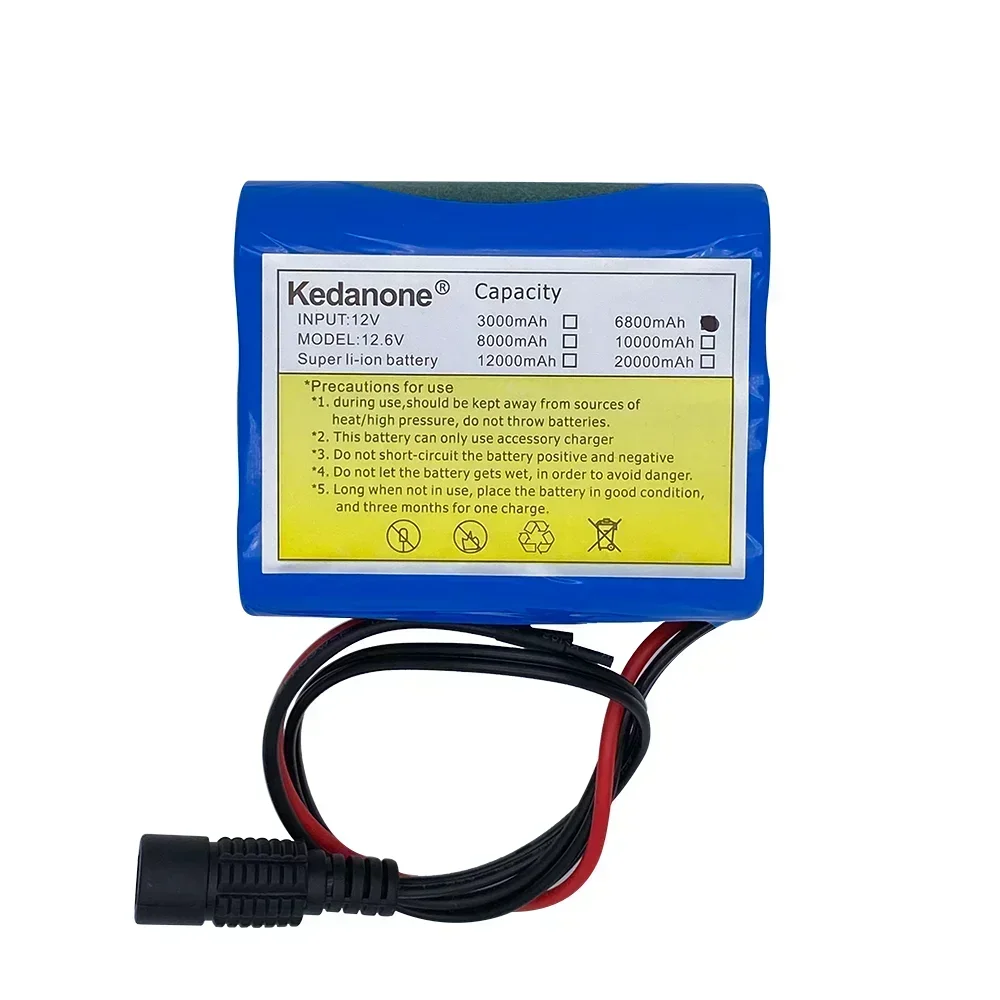 12V 6800mah battery 18650 Li-ion 6.8 Ah Rechargeable batteries with BMS Lithium Battery packs Protection Board +12.6V Charger: Gold