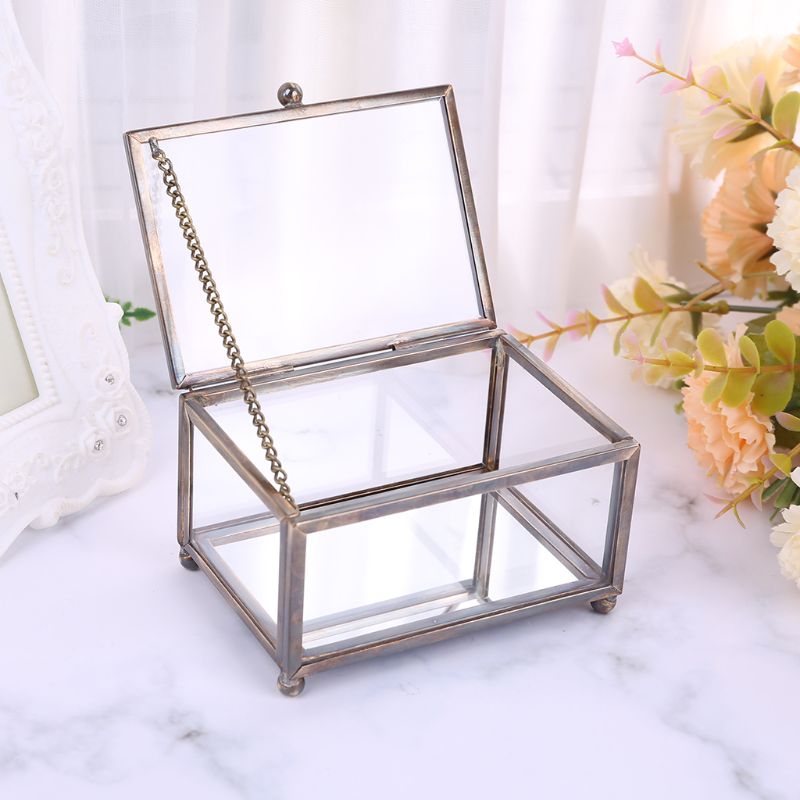 Nordisk transparent glas vielsesring æske evig blomst opbevaringsholder dekoration