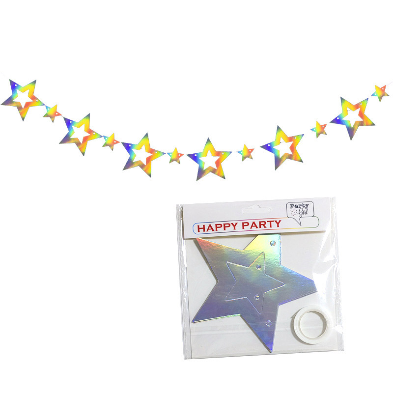 Glitter Stars Garland Banner Decoration Star Hanging Bunting Banner for Graduation Wedding Birthday Christmas Party Supplie: light green