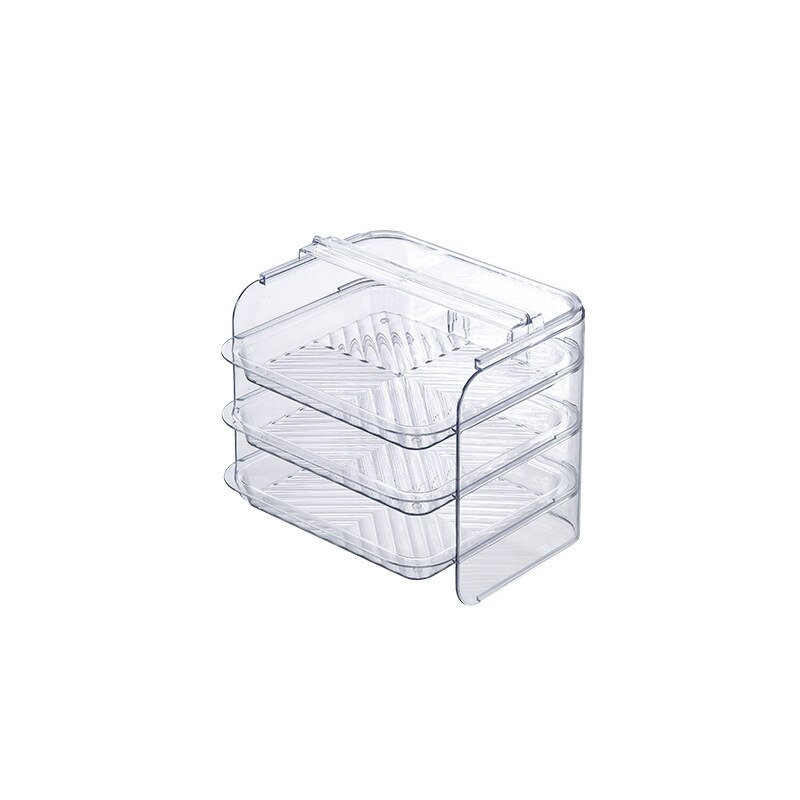 Kitchen Plate Organizer Stackable Cooking Dishes Drawer Tray 3Layer Fruit Vegetables Wall Mount Racks Storage Holder Stand Shelf: Transparent
