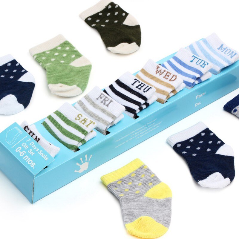 Baby Boys Girls Boxed Socks Unisex Baby Infant Newborn SocksIn Box Set Kids Baby Low Cut Cotton Socks 7 Pairs