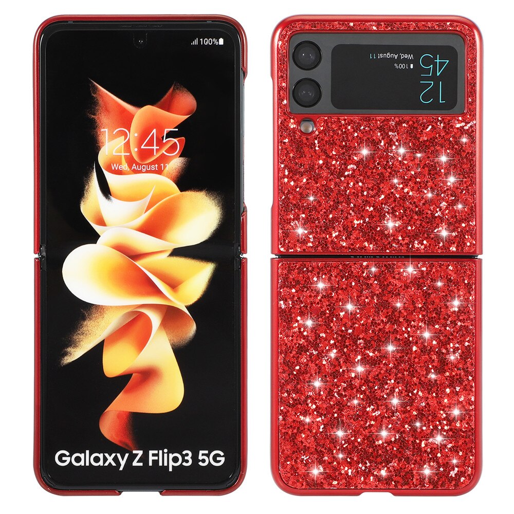 Glitter Sparkle Bling Shiny Rhinestone Case Met Gegalvaniseerde Tpu Bumper Slim Case Voor Samsung Galaxy Z Flip 3 5G Z Flip3 Z3: Rood