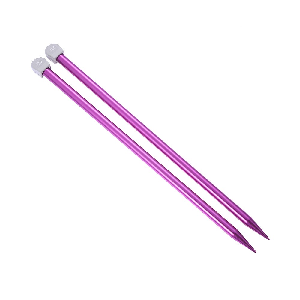 2Pcs/Set 2.0-12mm 35cm Single Pointed Knitting Needles Long Aluminum Straight Pins Colorful DIY Weaving Tool for Scarf Sweater