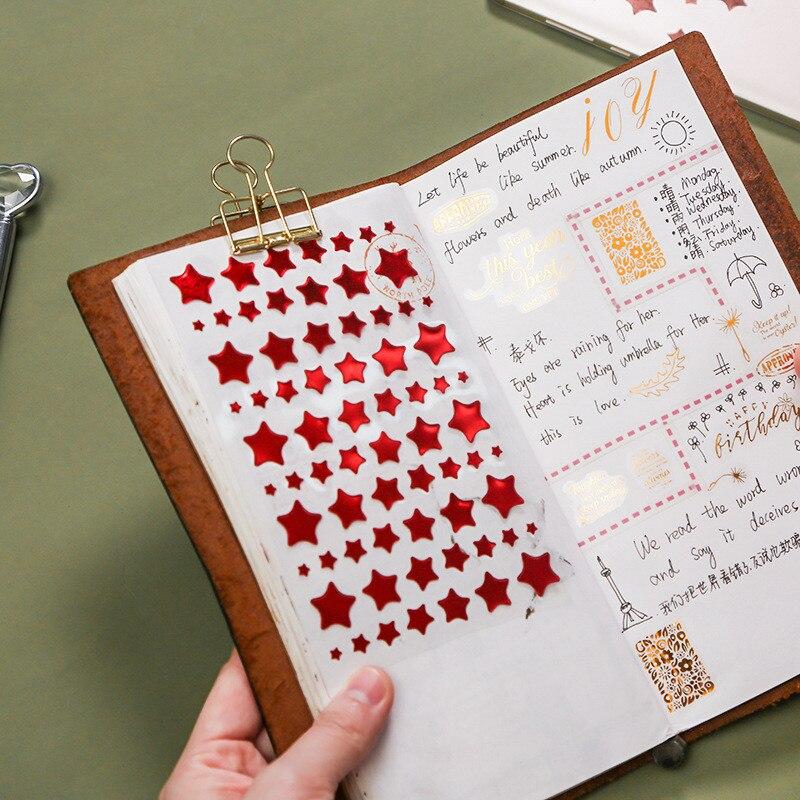 6 Sheet/set Children Reward Stickers Five-pointed Star Gold Foil Pvc Sticker Scrapbooking for Decoration Stationery Sticker