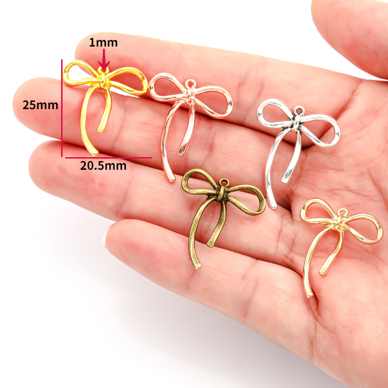 20 sztuk 5 kolorów mała kokardka węzeł Charms na bransoletkę naszyjnik wisiorek tworzenia biżuterii rękodzieło diy materiały 20*25mm N1177
