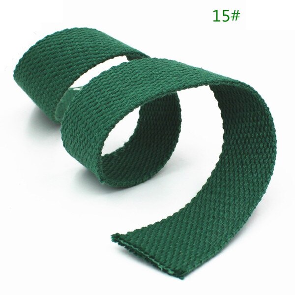 6M * 2.5 Cm Gekleurde Katoenen Dikke Vlakte Canvas Gordel Backpack Strap Bagage Accessoires Tas Maken Naaien Diy huisdier Aangelijnd: 15  green