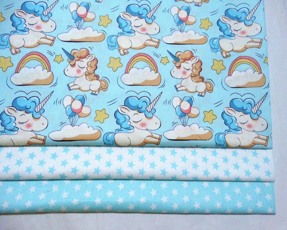 160*100cm bomullstyg tryckt enhörning stjärna baby flicka bomull quilting twill tyg för gör-det-själv sömnad lapptäcke tyg ark tyg