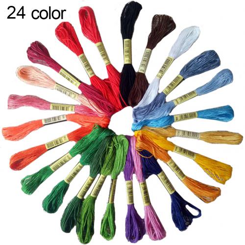 24/50/100Pcs Embroidery Thread Cross Stitch Cotton Thread Floss Kit Floss Skeins DIY Sewing Tools: 24pcs