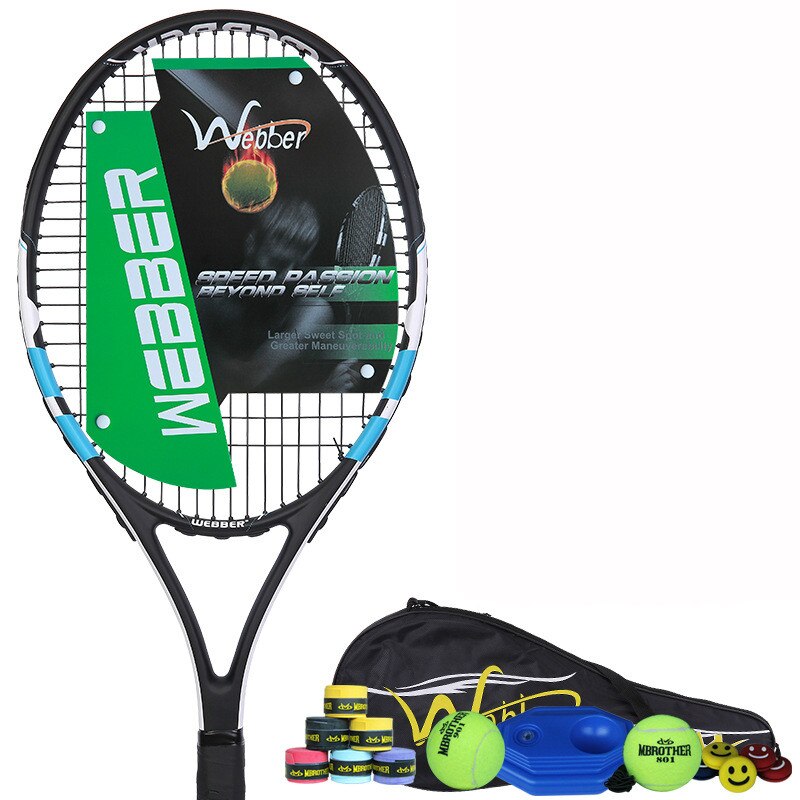 Carbon Tennisracket Enkele Dubbele Beginner Sport Training Tennisracket Raquetas De Tenis Profesionales Weerstand Racket