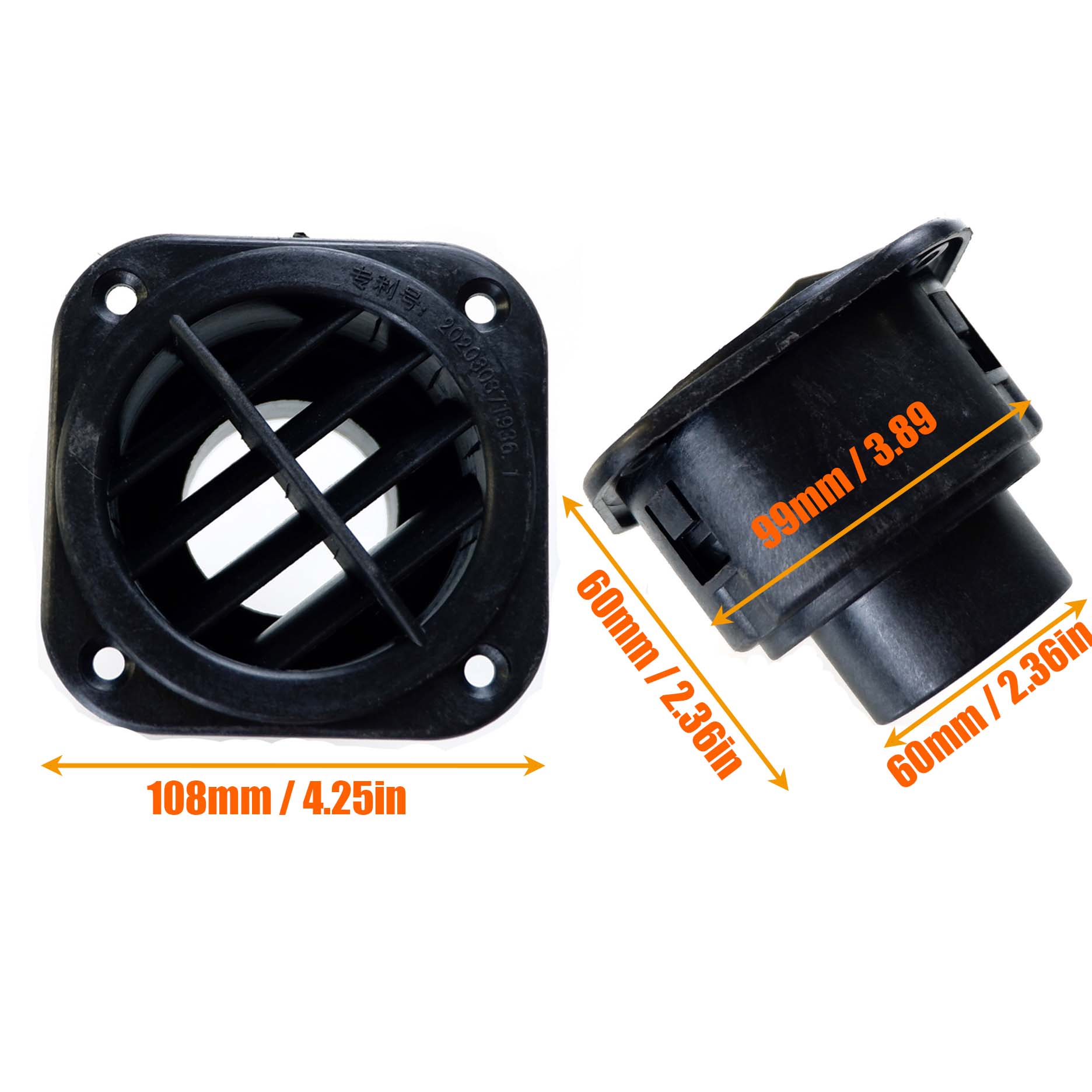 42mm 60mm 75mm Air Vent Ducting Piece Duct Pipe Outlet Rotable For Webasto Eberspaecher Diesel Parking Heater: Pink