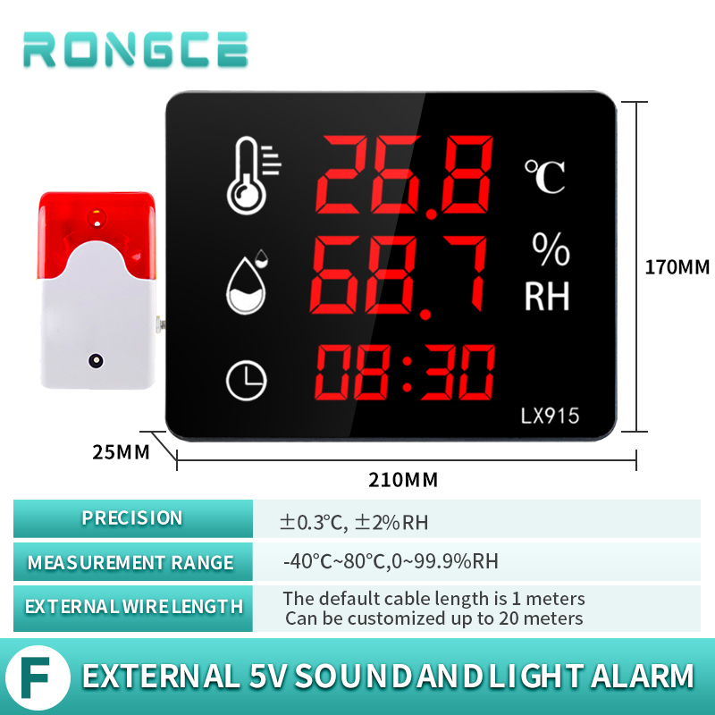 LED Multifunktionale Digitale Zauberstab-Montiert Thermometer Und Hygrometer Für Sauna Zimmer Mit Externe Sonde Regen Sensor lx915: LX915F