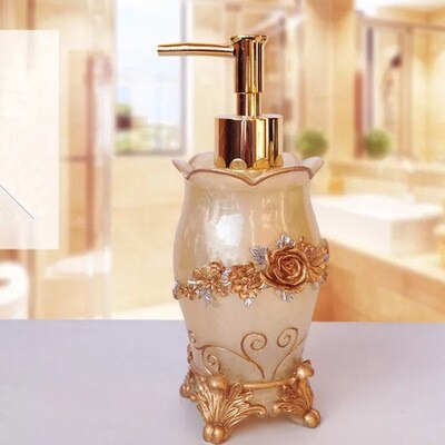 Badeværelse sæbedispenser harpiks emulsion dispenser flaske guld hoved bærbar hotel skønhedssalon håndbruser gel shampoo flaske: Stil 17