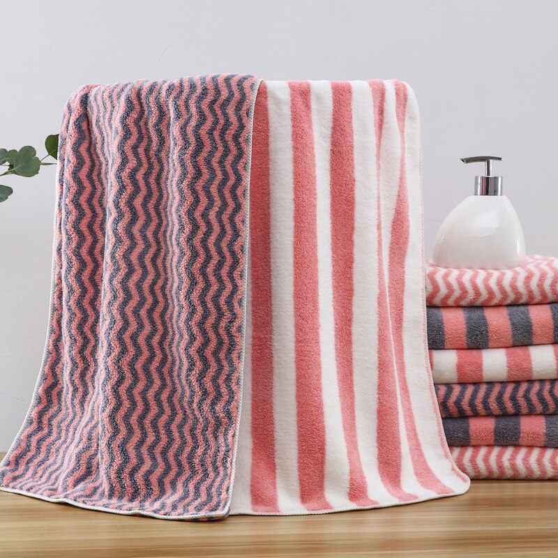 Toalla de microfibra de rayas onduladas para niños y adultos, toalla de baño de secado rápido, supersuave y absorbente, grande