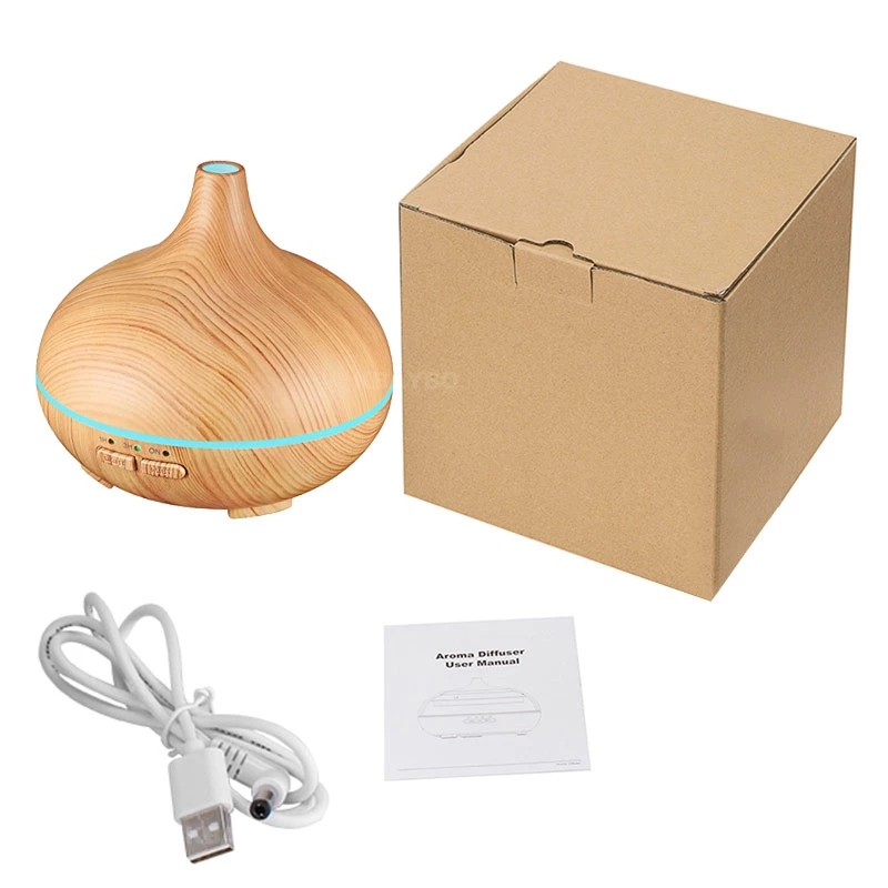 550ML Electric Aroma Diffuser Air Humidifier Essential Oil Diffuser Ultrasonic Remote Control Color LED Lamp Mist Maker Car HOME