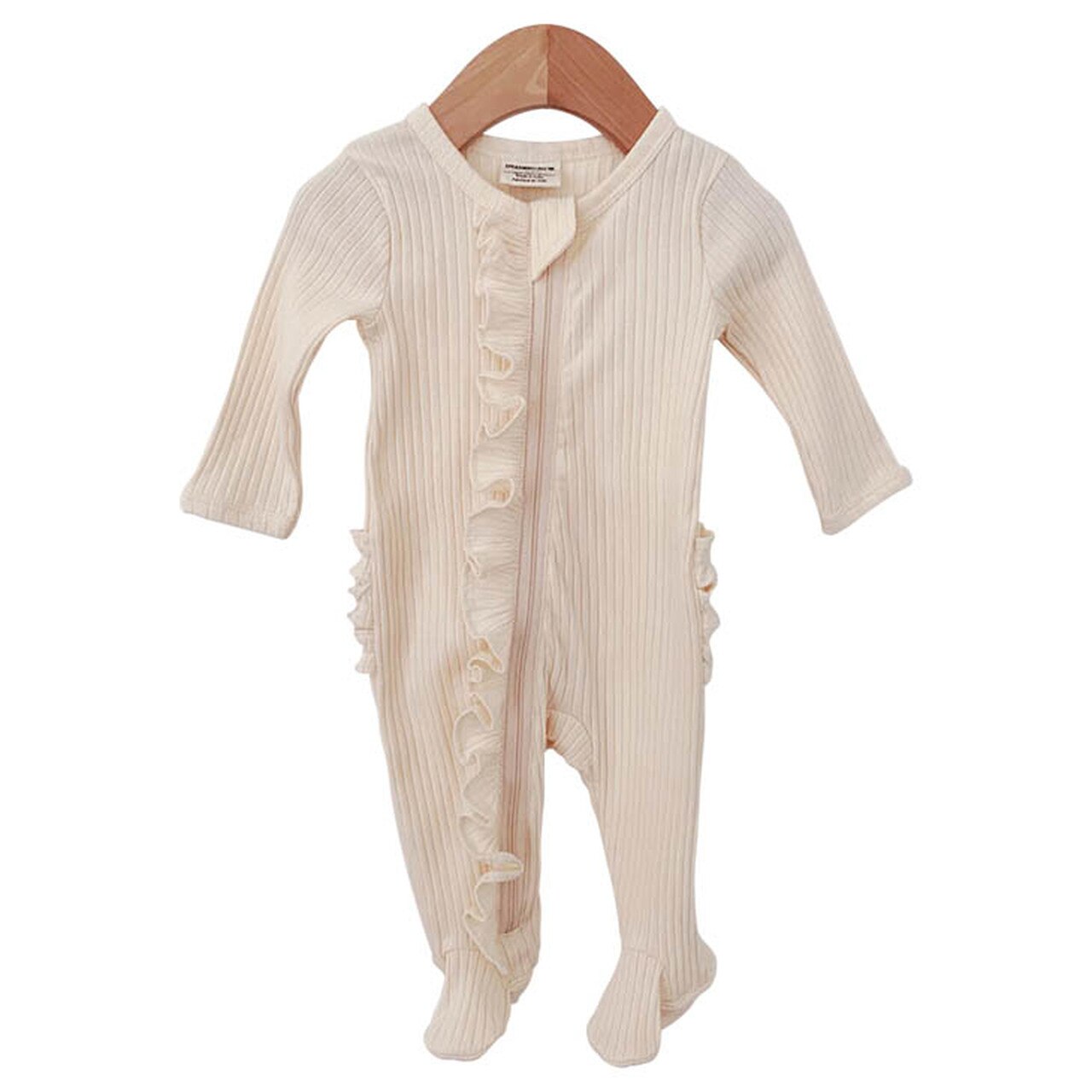 Nyfødte pyjamas i ét stykke, ensfarvet spædbarn, ensfarvet, langærmet, rund halsudskæring nattøj