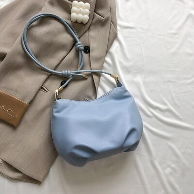 Elegante Vrouwelijke Cloud Tas Zachte Pu Lederen Schoudertas Crossbody Tassen Vrouwen Handtas Ins Geplooide Oksel: blue