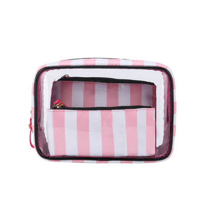 Women Bag Letter Pvc Cosmetic Bag Three-Piece Outdoor Travel Waterproof Wash Bag Transparent Bag