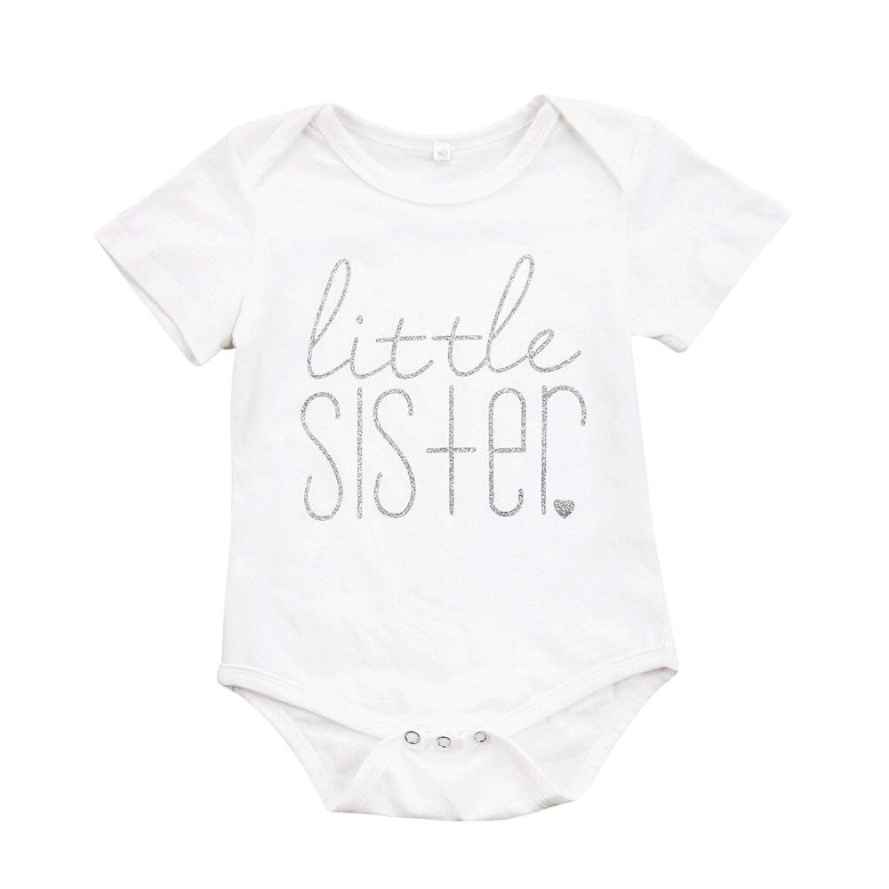 Toddler Kids Baby Boys Girls Big Brother Tops T-shirt Little Sister Romper: White / M