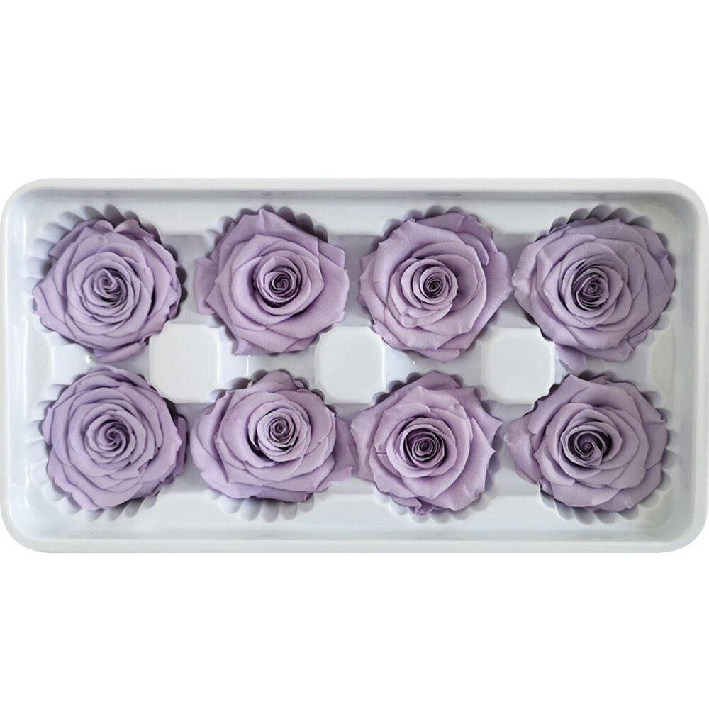 8 stk / kasse konserverede blomster blomst udødelig rose 5cm diameter mødres dag evigt liv blomstermateriale kasse: Lavendel