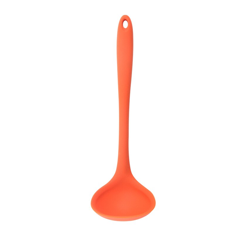 1 Piece Thickened Silicone Soup Spoon Cooking Spoon Porridge Spoon Kitchen Utensils 20.5x6.5cm: orange