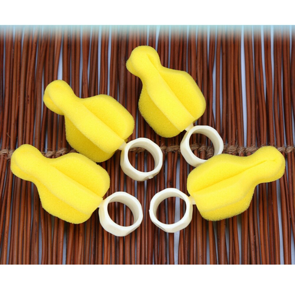 Baby Nipple Brush Babies Teat Cleaning bean Bottle Brushes Infant Pacifier Cleaner 360 Degree Rotating Sponge yellow 2pcs/lot