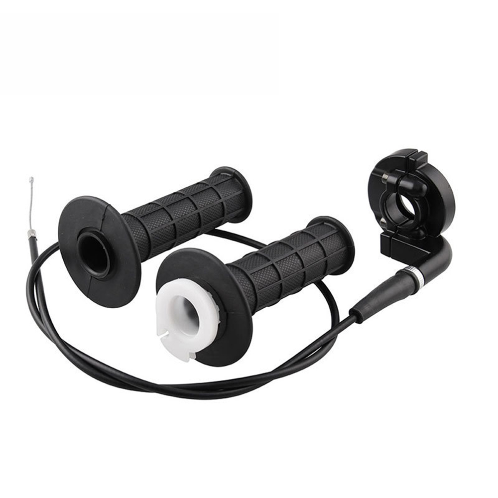 Motorfiets Handvat Girps + Zwart Throttle Lijn Gas Vestigen Dirt Pit Bike Onderdelen Niversal Twist Gashendel Grips & Kabel set