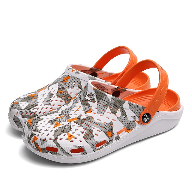 Summer Women Croc Clogs Platform Graffiti Garden Sandals Fruit Slippers Slip On For Girl Beach Shoes Slides Outdoor: Orange / 37