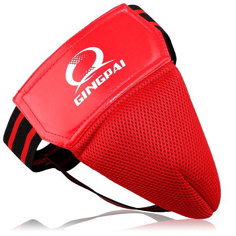 adult men sanda jockstrap MMA crotch protector guard TKD Karate Groin Guard groin Protector kick boxing cup protection: L / red male
