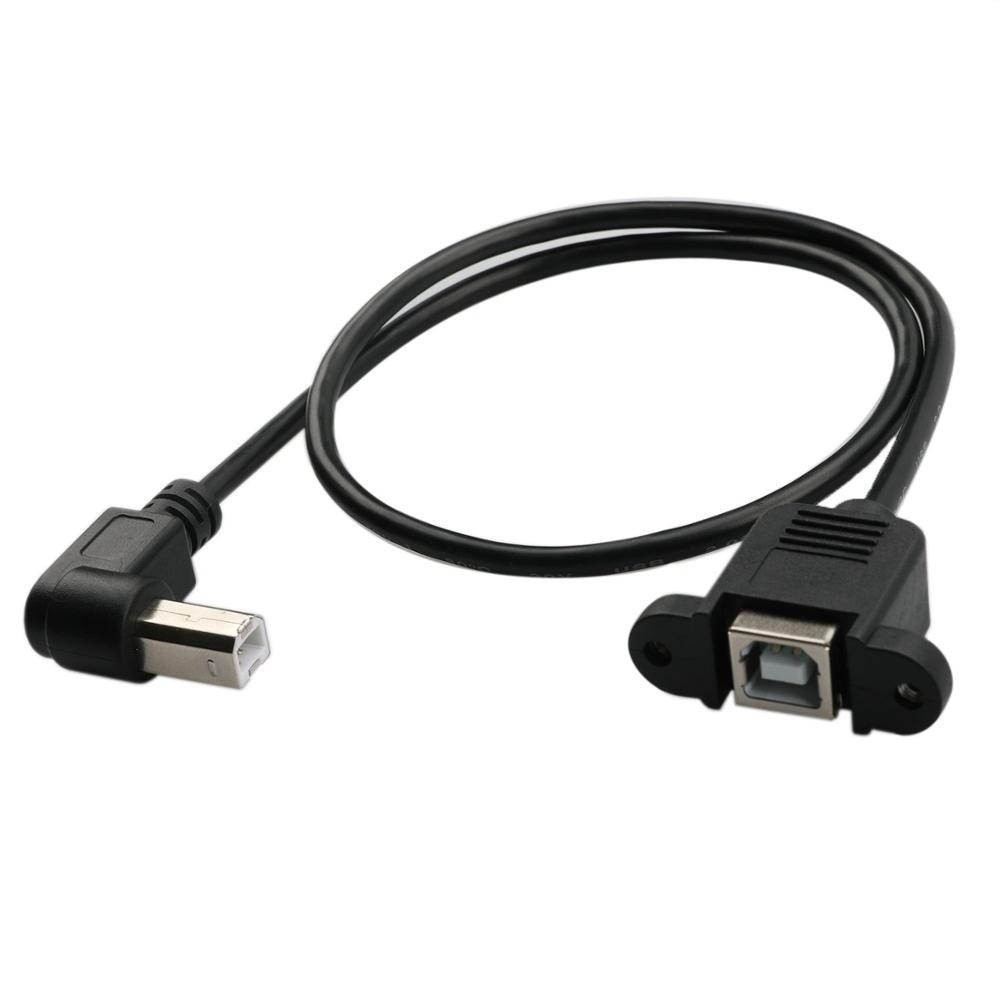 Right Angled Printer Extension Cable USB 2.0 B Adapter Male to Female USB 2.0 Type B Male to Type B Female Printer Panel Mount E